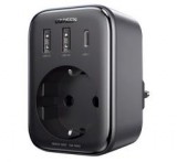 Ugreen hálózati elosztó 2 USB+Type-C+hálózati aljzat (30W, GaN, PD gyorstöltő) FEKETECD314