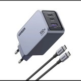 Ugreen Nexode Pro EU 3-Port GaN PD Fast Charger With USB-C Cable Univerzális Fekete, Szürke AC Gyorstöltés Beltéri (25874)