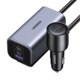UGREEN Szivargyújtós autós gyorstöltő, bővített töltőelosztóval, 4 port, 3x USB-C, 1x USB-A, 150W, 1m, szürke (35571)
