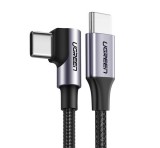 UGREEN US255 adatkábel (Type-C - Type-C, 3A, gyorstöltő 3.0, 100cm, 90 fokos) FEKETE