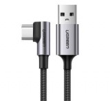 Ugreen US284 adatkábel (USB - Type-C, 15W, gyorstöltő 3.0, 90 fokos, cipőfűző, 300cm) FEKETE