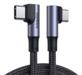 Ugreen US335 adatkábel (Type-C - Type-C, 100W, PD gyorstöltő 3.0, 100cm, 90 fokos, cipőfűző) SÖTÉTSZ