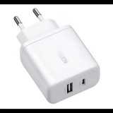 UGREEN X227 hálózati töltő USB+Type-C aljzat (20W, GaN, gyorstöltő) FEHÉR (243105) (243105)
