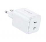 Ugreen X526 hálózati töltő 2 Type-C aljzat (45W, GaN, gyorstöltő) FEHÉR