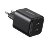 Ugreen X526 hálózati töltő 2 Type-C aljzat (45W, GaN, gyorstöltő) FEKETE