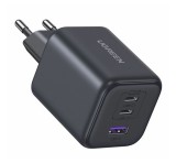 UGREEN X527 hálózati töltő USB+2 Type-C aljzat (45W, GaN, gyorstöltő) SÖTÉTSZÜRKE