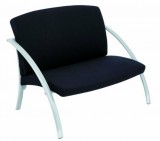 Ügyfélváró szék, fém és szövet, ALBA "Nova2", fekete
