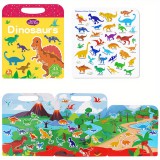 Újrahasználható matricáskönyv, mosható matricák, karácsonyi ajándék felnőtteknek, húsvéti ajándék - tél, újév Dinoszauruszok