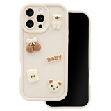 Ultra Trendy 3D bear - Apple iPhone 16 Pro kameravédős szilikon tok, bézs