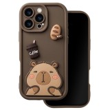 Ultra Trendy 3D capybara - Apple iPhone 13 kameravédős szilikon tok, barna