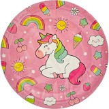 Unikornis party papírtányér 18cm 10db-os kiszerelésben 72572