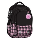 Unipap St.Right Rózsaszín-fekete szív mintás iskolatáska, hátizsák BP01 43x32x21cm
