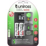 Uniross Hybrio Ni-Mh LCD akku gyorstöltő + 4xAA 2100mAh akku UCU002A