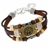 Uniszex Peace bőr karkötő