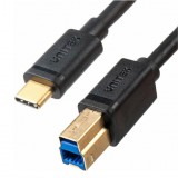 Unitek C14096BK-2M USB-C apa - USB-B apa 3.2 Nyomtató kábel - Fekete (2m) (C14096BK-2M)