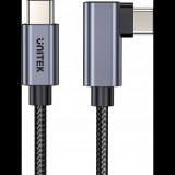 Unitek C14123BK-5M USB-C apa - USB-C 90° apa 2.0 Adat és töltő kábel 5m - Szürke (C14123BK-5M)