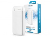 Univerzális hordozható, asztali akkumulátor töltő - Forever TB-100M Power Bank - USB+Type-C+MicroUSB - 10.000 mAh - fehér