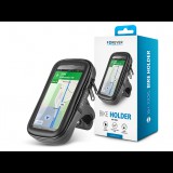 Univerzális kerékpárra szerelhető, por- és cseppálló telefontartó max. 5,7", méretű készülékekhez - Forever BH-100XL Bike Holder - fekete (TF-0187)