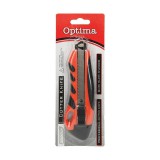 Univerzális vágókés OPTIMA mûanyag test gumi fógó rész fém sínnel 18mm fekete piros