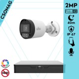 Uniview 1 cső kamerás analóg megfigyelőrendszer 2MP HD biztonsági kamera, 2.8 mm fix objektív, ColorHunter technológia, fém ház