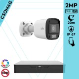 Uniview 1 cső kamerás analóg megfigyelőrendszer 2MP HD biztonsági kamera, 2.8 mm fix objektívvel, ColorHunter technológia