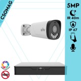 Uniview 1 cső kamerás analóg megfigyelőrendszer 5MP HD biztonsági kamera, 2.8 mm fix objektív, ColorHunter technológia, Dual light megvilágítással