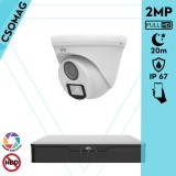 Uniview 1 turret kamerás analóg megfigyelőrendszer 2MP HD biztonsági kamera, 2.8 mm fix objektívvel, ColorHunter technológia