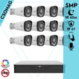 Uniview 12 cső kamerás analóg megfigyelőrendszer 5MP HD biztonsági kamera, 2.8 mm fix objektív, ColorHunter technológia, Dual light megvilágítással
