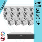 Uniview 14 turret kamerás analóg megfigyelőrendszer 2MP HD biztonsági kamera, 2.8 mm fix objektívvel, ColorHunter technológia