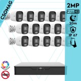 Uniview 16 cső kamerás analóg megfigyelőrendszer 2MP HD biztonsági kamera, 2.8 mm fix objektívvel, ColorHunter technológia