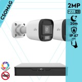 Uniview 2 cső kamerás analóg megfigyelőrendszer 2MP HD biztonsági kamera, 2.8 mm fix objektívvel, ColorHunter technológia