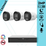 Uniview 3 cső kamerás analóg megfigyelőrendszer 2MP HD biztonsági kamera, 2.8 mm fix objektív, ColorHunter technológia, fém ház