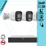 Uniview 3 cső kamerás analóg megfigyelőrendszer 2MP HD biztonsági kamera, 2.8 mm fix objektívvel, ColorHunter technológia