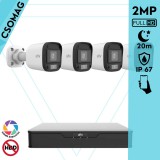Uniview 4 cső kamerás analóg megfigyelőrendszer 2MP HD biztonsági kamera, 2.8 mm fix objektívvel, ColorHunter technológia