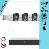 Uniview 4 cső kamerás analóg megfigyelőrendszer 5MP HD biztonsági kamera, 2.8 mm fix objektív, ColorHunter technológia, Dual light megvilágítással