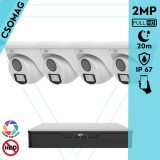 Uniview 4 turret kamerás analóg megfigyelőrendszer 2MP HD biztonsági kamera, 2.8 mm fix objektívvel, ColorHunter technológia