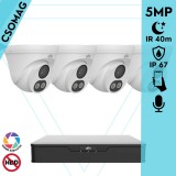 Uniview 4 turret kamerás analóg megfigyelőrendszer 5MP HD biztonsági kamera, 2.8 mm fix objektív, ColorHunter technológia, Dual light megvilágítással