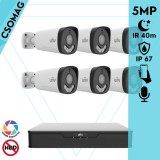 Uniview 6 cső kamerás analóg megfigyelőrendszer 5MP HD biztonsági kamera, 2.8 mm fix objektív, ColorHunter technológia, Dual light megvilágítással