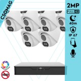 Uniview 6 turret kamerás analóg megfigyelőrendszer 2MP HD biztonsági kamera, 2.8 mm fix objektív, ColorHunter technológia, fém ház