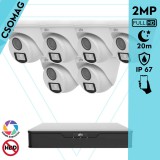 Uniview 6 turret kamerás analóg megfigyelőrendszer 2MP HD biztonsági kamera, 2.8 mm fix objektívvel, ColorHunter technológia
