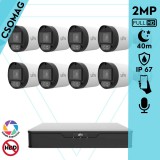 Uniview 8 cső kamerás analóg megfigyelőrendszer 2MP HD biztonsági kamera, 2.8 mm fix objektív, ColorHunter technológia, fém ház