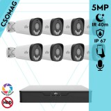 Uniview 8 cső kamerás analóg megfigyelőrendszer 5MP HD biztonsági kamera, 2.8 mm fix objektív, ColorHunter technológia, Dual light megvilágítással