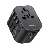 Usams 2xUSB-A/USB-C T59 univerzális utazó töltő - Fekete (20W) (CC179TC01)