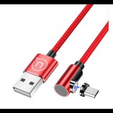 USAMS adatkábel és töltő (USB - microUSB mágneses csatlakozó, 100cm, cipőfűző minta) PIROS (SJ446U_R) (SJ446U_R) - Adatkábel