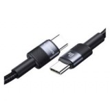 Usams adatkábel (Type-C - Type-C, 60W, PD gyorstöltő, 120cm, cipőfűző) FEKETE