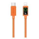 USAMS Apple iPhone 5S sj774 adatkábel (type-c - lightning, 30w, pd gyorstöltő, led kijelző, 120cm) narancssárga