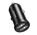 USAMS autós töltő 2 USB aljzat (12W, gyorstöltő) FEKETE