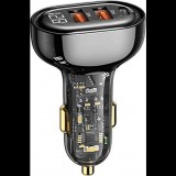 Usams autós töltő 2 USB+Type-C aljzat (125W, PD gyorstöltő, LED kijelző) FEKETE (CC158CC01) (CC158CC01)