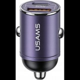 Usams AUTÓS TÖLTŐ USB+TYPE-C ALJZAT 30W, PD GYORSTÖLTŐ, MINI (USA1060)