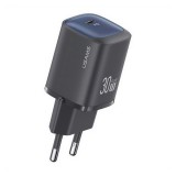Usams cc251 hálózati töltő (USB-C, 30W, GaN, fekete)